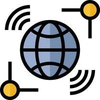 A globe with a wifi symbol and two other devices vector