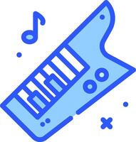 A blue keyboard with music notes and a note vector