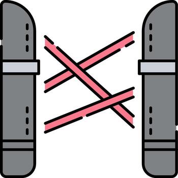 Two pairs of scissors with red lines vector