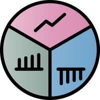 A circle with three different colored bars and arrows vector
