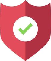 A red shield with a green tick on it vector