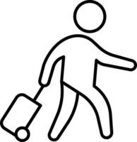 A man with a suitcase is walking with his hand on his shoulder vector