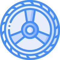 A blue and white wheel icon vector