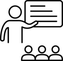 A man is giving a presentation to a group of people vector
