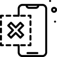 A black and white image of a phone with a cross on it vector
