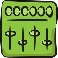 A green square with four black dots on it vector