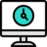 A computer monitor with a clock on it vector
