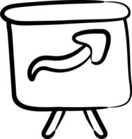 A black and white drawing of a whiteboard with a pencil vector