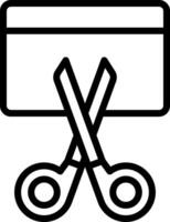 A black and white illustration of scissors and a credit card vector