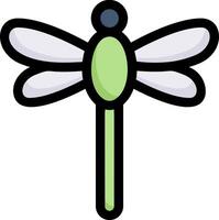A cartoon dragonfly with green wings and a black tail vector