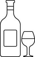 A bottle and glass of wine on a white background vector