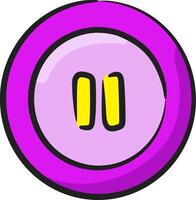 A purple button with two yellow dots on it vector