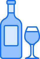 A bottle and glass of wine on a white background vector