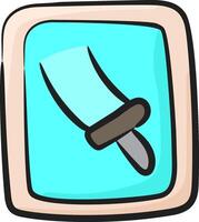 A cartoon knife in a square frame vector