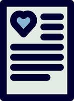 A blue heart on a paper with a note vector
