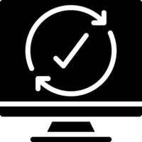 A computer monitor with an arrow pointing to it vector