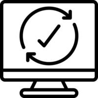 A computer monitor with an arrow pointing to it vector