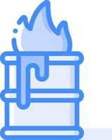 A blue barrel with a fire in it vector