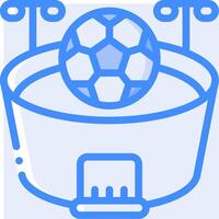 A blue icon of a bucket with a soccer ball in it vector