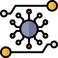 A circuit board with a circle and a circle of dots vector