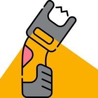A yellow and orange wrench with a red handle vector