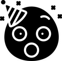 A black and white emoticor with a party hat vector