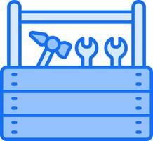 A blue toolbox with wrenches and tools vector
