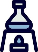 A laboratory flask with a blue liquid inside vector