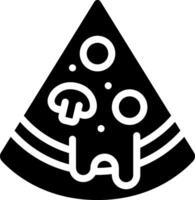 A black and white pizza slice with a mushroom on it vector