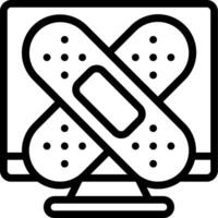 A computer monitor with bandages on it vector