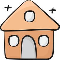A cartoon house with two windows and a door vector