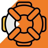 A life preserver icon on an orange and white background vector