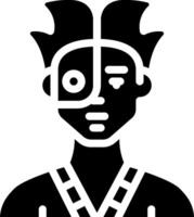 A black and white icon of a man with a face vector