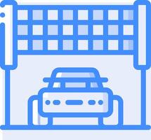 A car is parked in front of a checkered flag vector