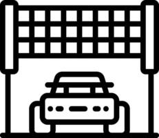 A black and white illustration of a car in front of a fence vector