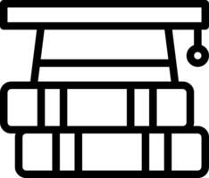 A black and white icon of a stack of books vector
