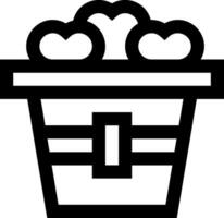 A black and white icon of a bucket with hearts vector