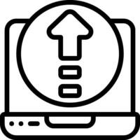 A laptop with an arrow pointing up on it vector