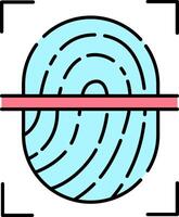 A fingerprint icon with a line around it vector