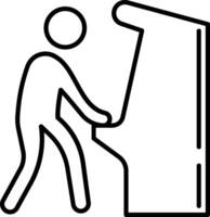 A man is standing in front of a machine vector