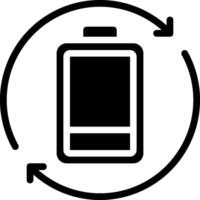 A black and white image of a battery charging vector
