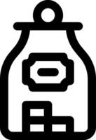 A black and white icon of a bag with money inside vector