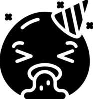 A black and white image of a birthday hat with a face vector