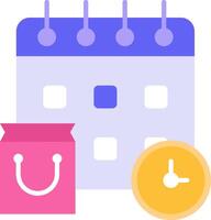 A calendar, shopping bag and clock icon vector