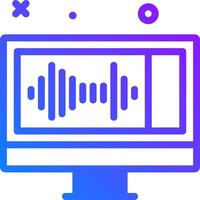 A computer monitor with a sound wave on it vector