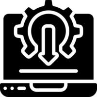 A laptop with a gear icon on it vector