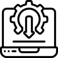 A laptop with a gear icon on it vector