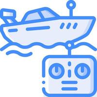 A boat and a remote control are shown together vector