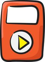 An orange mp3 player with a play button vector