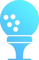 A blue and white icon with a round object vector
